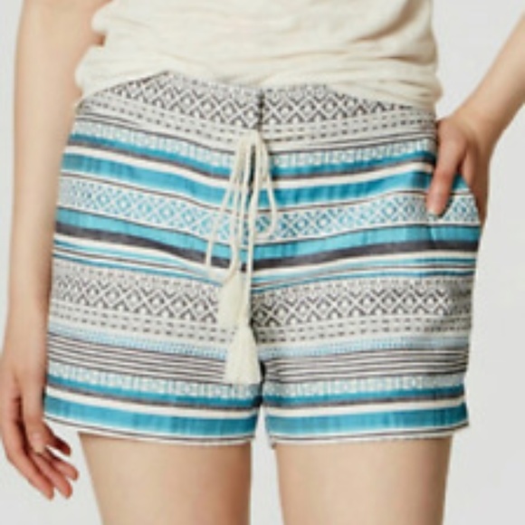 LOFT Pants - LOFT High Rise Riviera Striped Shorts Size 8
